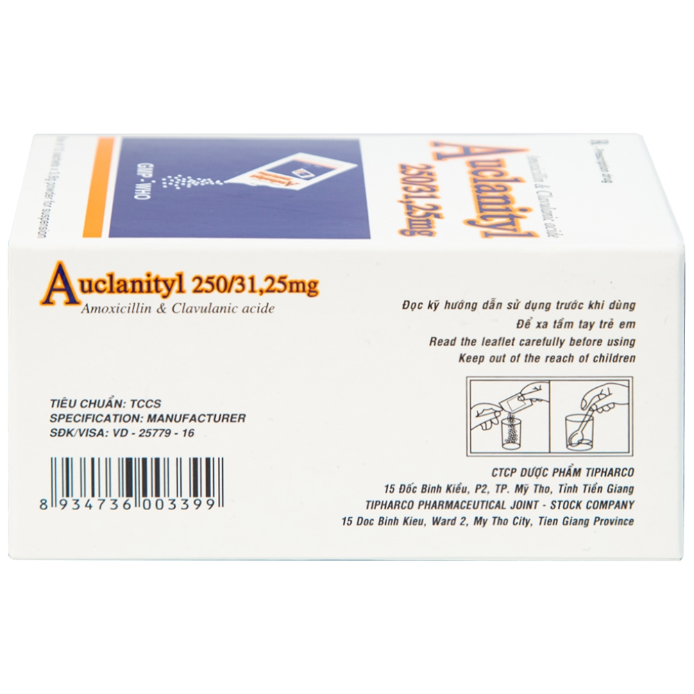 Hình ảnh Bột Auclanityl 250/31.25mg Tipharco điều trị nhiễm khuẩn (12 gói x 3,8g) 