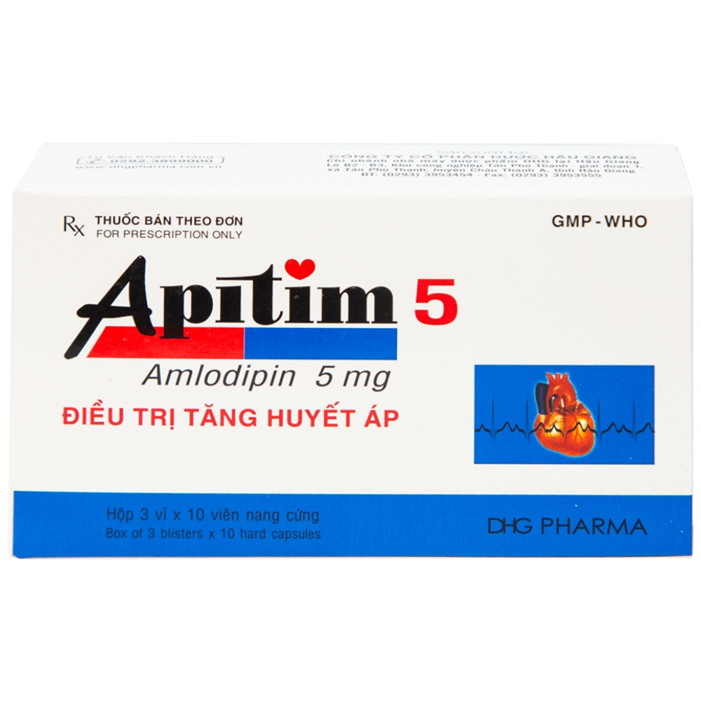 Hình ảnh Thuốc Apitim 5 DHG điều trị tăng huyết áp (3 vỉ x 10 viên)