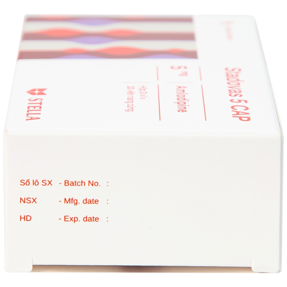 Hình ảnh Thuốc Stadovas 5 CAP Stella điều trị tăng huyết áp, đau thắt ngực mạn tính ổn định (3 vỉ x 10 viên)