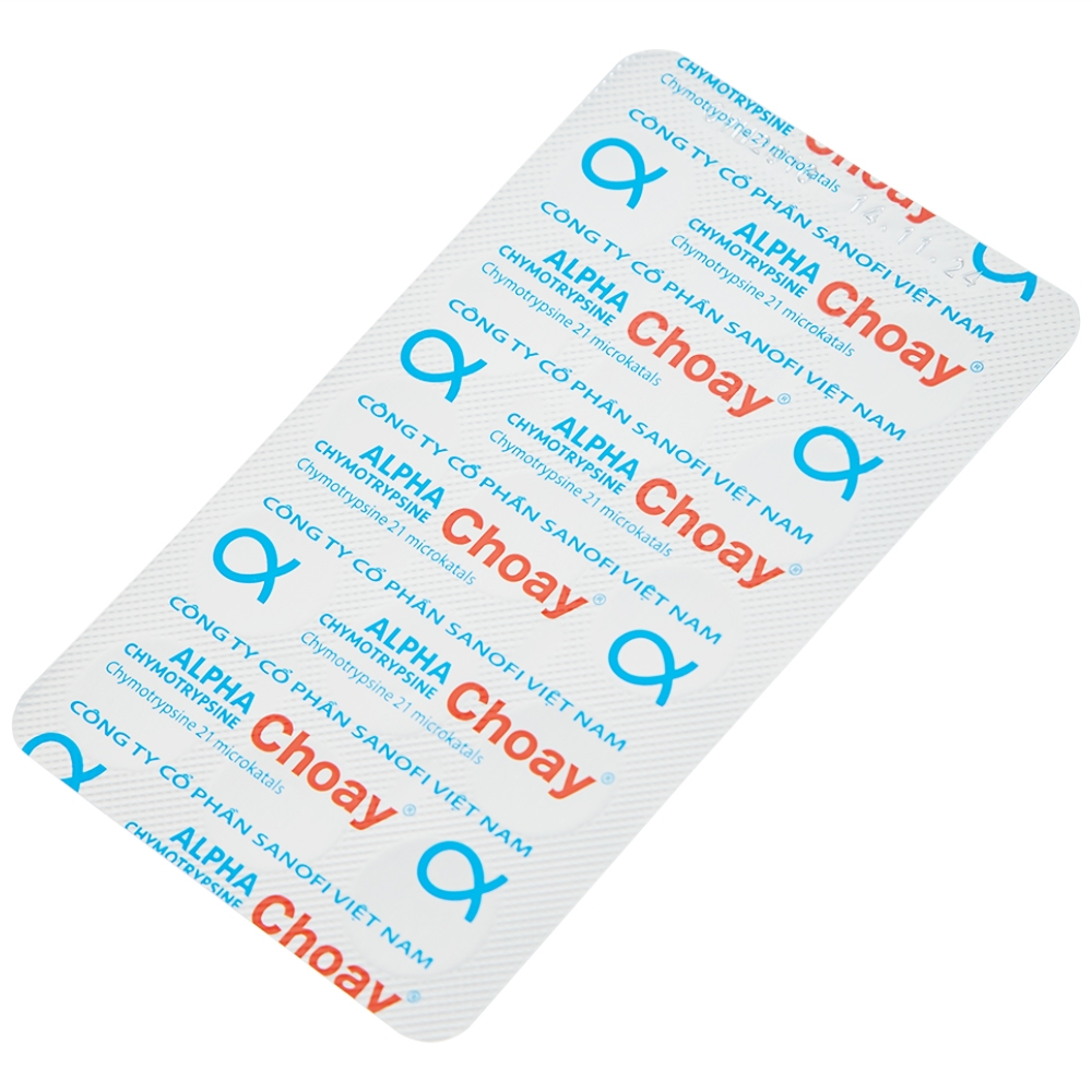 Hình ảnh Thuốc Alpha Chymotrypsine Choay Sanofi điều trị phù nề sau chấn thương, phẩu thuật, bỏng (2 vỉ x 15 viên)