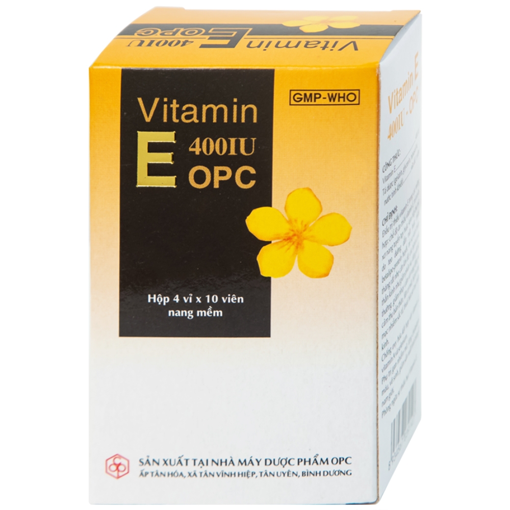 Hình ảnh Thuốc Vitamin E 400IU OPC hỗ trợ điều trị thiếu Vitamin E (4 vỉ x 10 viên)