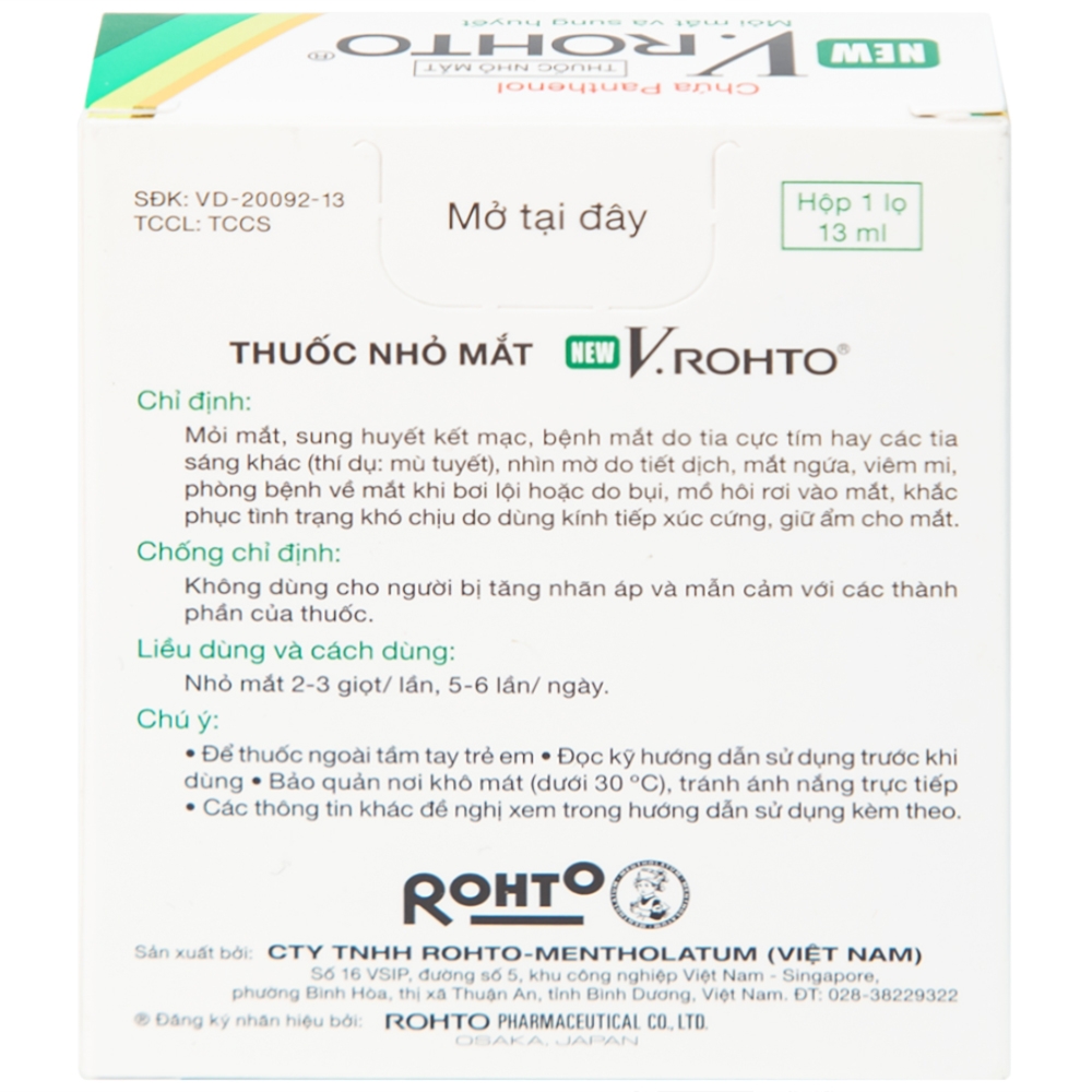 Hình ảnh Thuốc nhỏ mắt New V.Rohto điều trị mỏi mắt, sung huyết kết mạc (13ml)