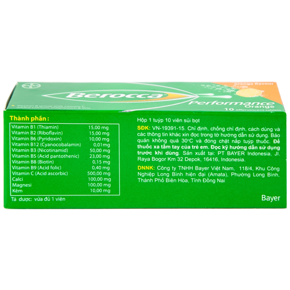 Hình ảnh Viên sủi Berocca Bayer bổ sung vitamin và khoáng chất (10 viên)