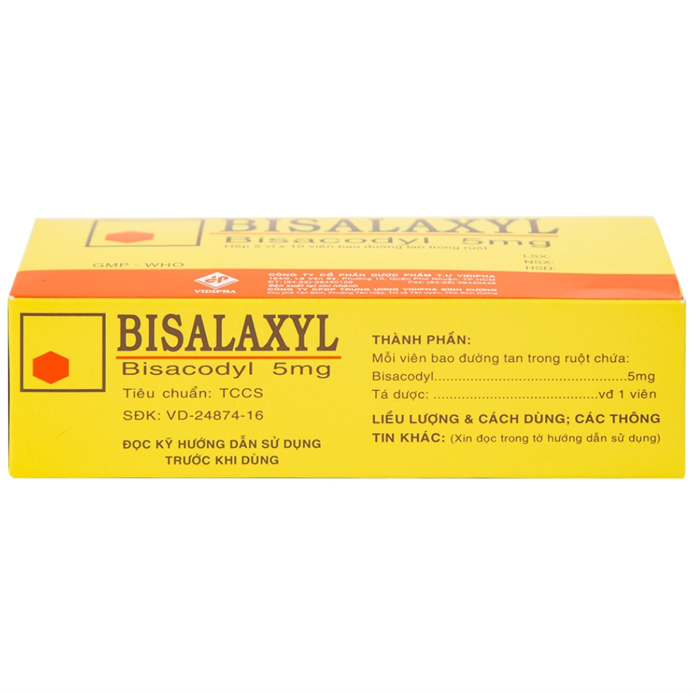 Hình ảnh Thuốc Bisalaxyl Vidipha điều trị táo bón (5 vỉ x 10 viên)