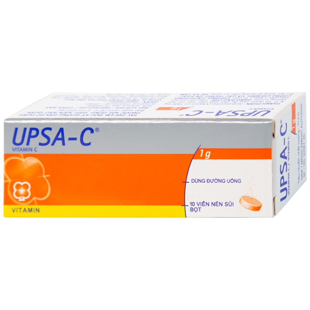 Hình ảnh Viên sủi UPSA-C UPSA SAS hỗ trợ điều trị tình trạng thiếu hụt vitamin C (10 viên)