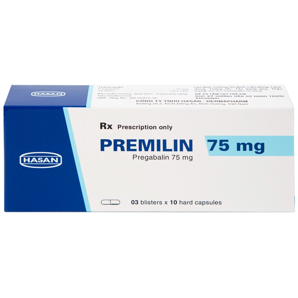 Hình ảnh Thuốc Premilin 75mg Hasan điều trị động kinh cục bộ (3 vỉ x 10 viên)