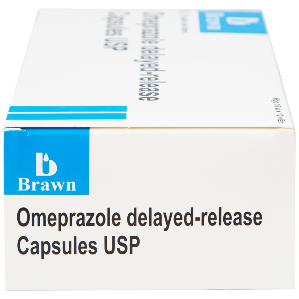 Hình ảnh Viên nang Omeprazole Delayed Release Brawn điều trị loét dạ dày tá tràng (10 vỉ x 10 viên)