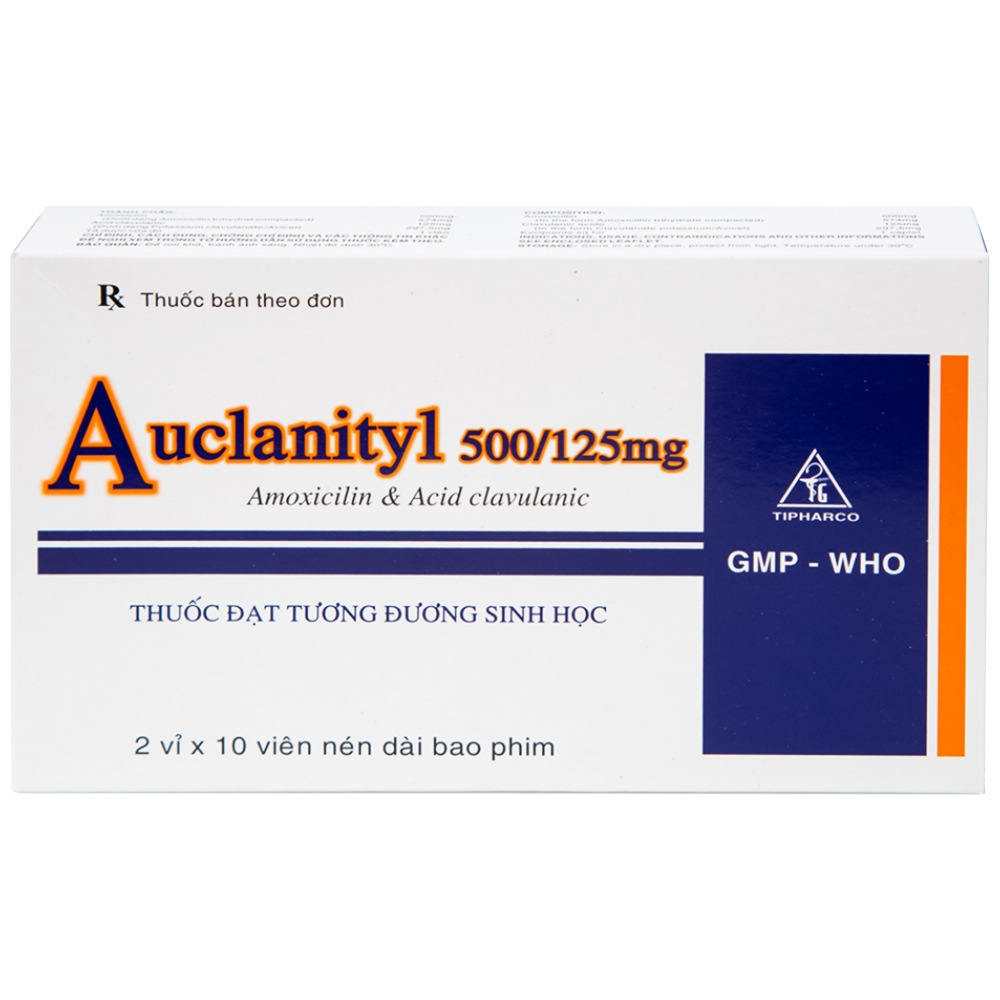 Hình ảnh Thuốc Auclanityl 500/125mg Tipharco điều trị nhiễm khuẩn (2 vỉ x 10 viên)