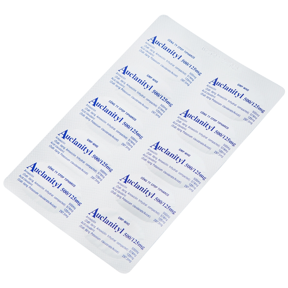 Hình ảnh Thuốc Auclanityl 500/125mg Tipharco điều trị nhiễm khuẩn (2 vỉ x 10 viên)