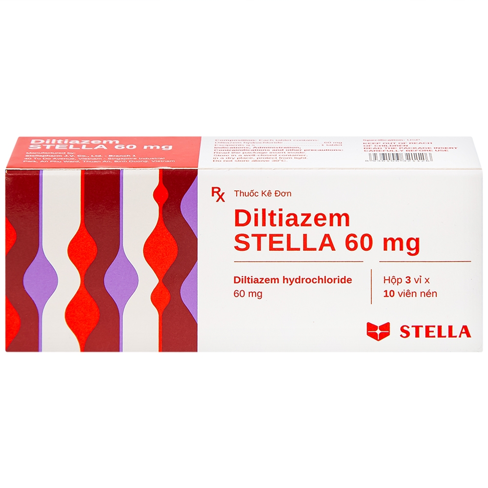 Hình ảnh Thuốc Diltiazem Stella 60mg điều trị và dự phòng cơn đau thắt ngực (3 vỉ x 10 viên)