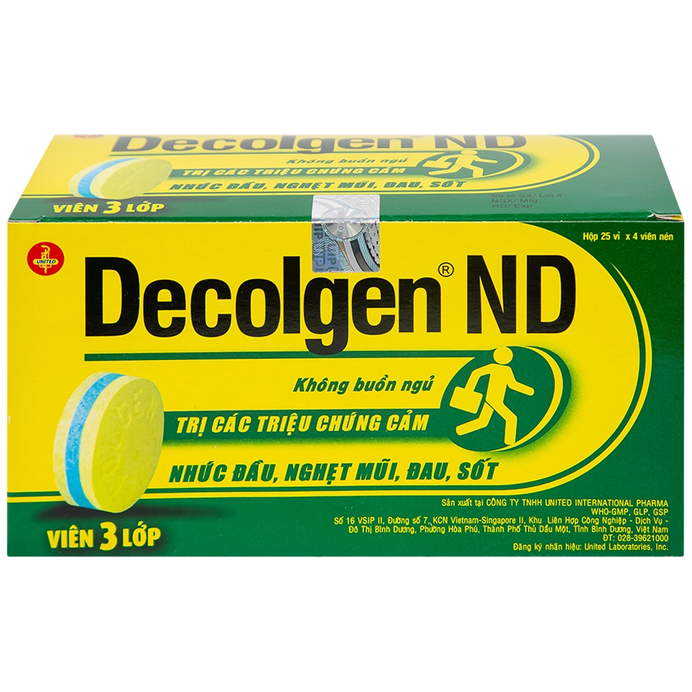 Hình ảnh Thuốc Decolgen ND United điều trị các triệu chứng cảm thông thường, viêm mũi dị ứng (25 vỉ x 4 viên)