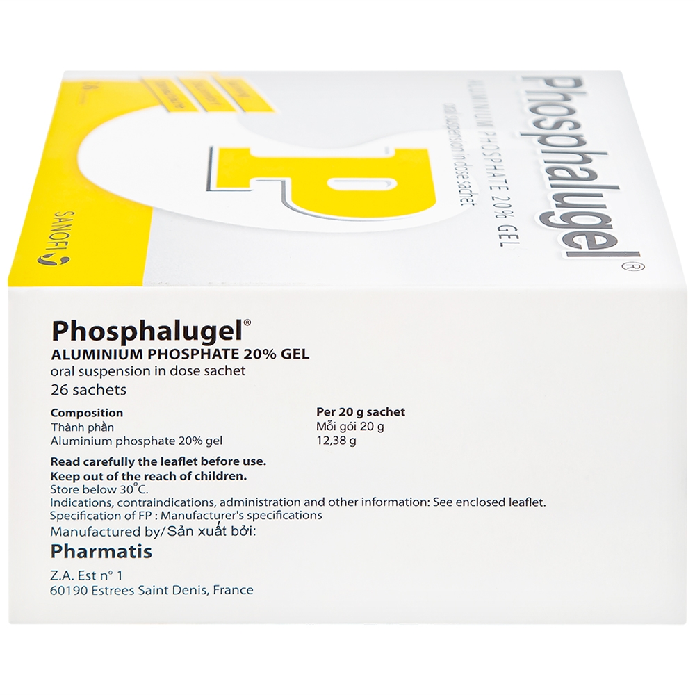 Hình ảnh Hỗn dịch uống Phosphalugel Sanofi giảm độ axit của dạ dày (26 gói x 20g)