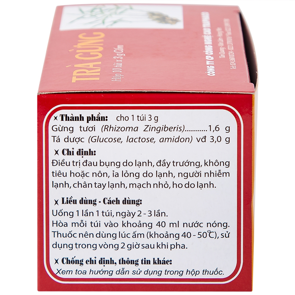 Hình ảnh Trà Gừng Traphaco điều trị đau bụng do lạnh, đầy trướng, không tiêu (10 gói x 3g)