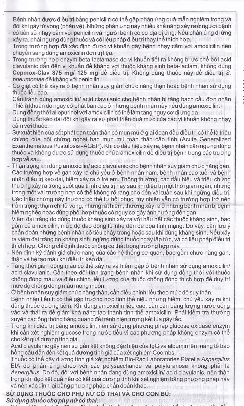 Hình ảnh Thuốc Cepmox-Clav 875mg/125mg Imexpharm điều trị viêm xoang cấp tính do vi khuẩn, viêm tai giữa cấp tính (2 vỉ x 7 viên)