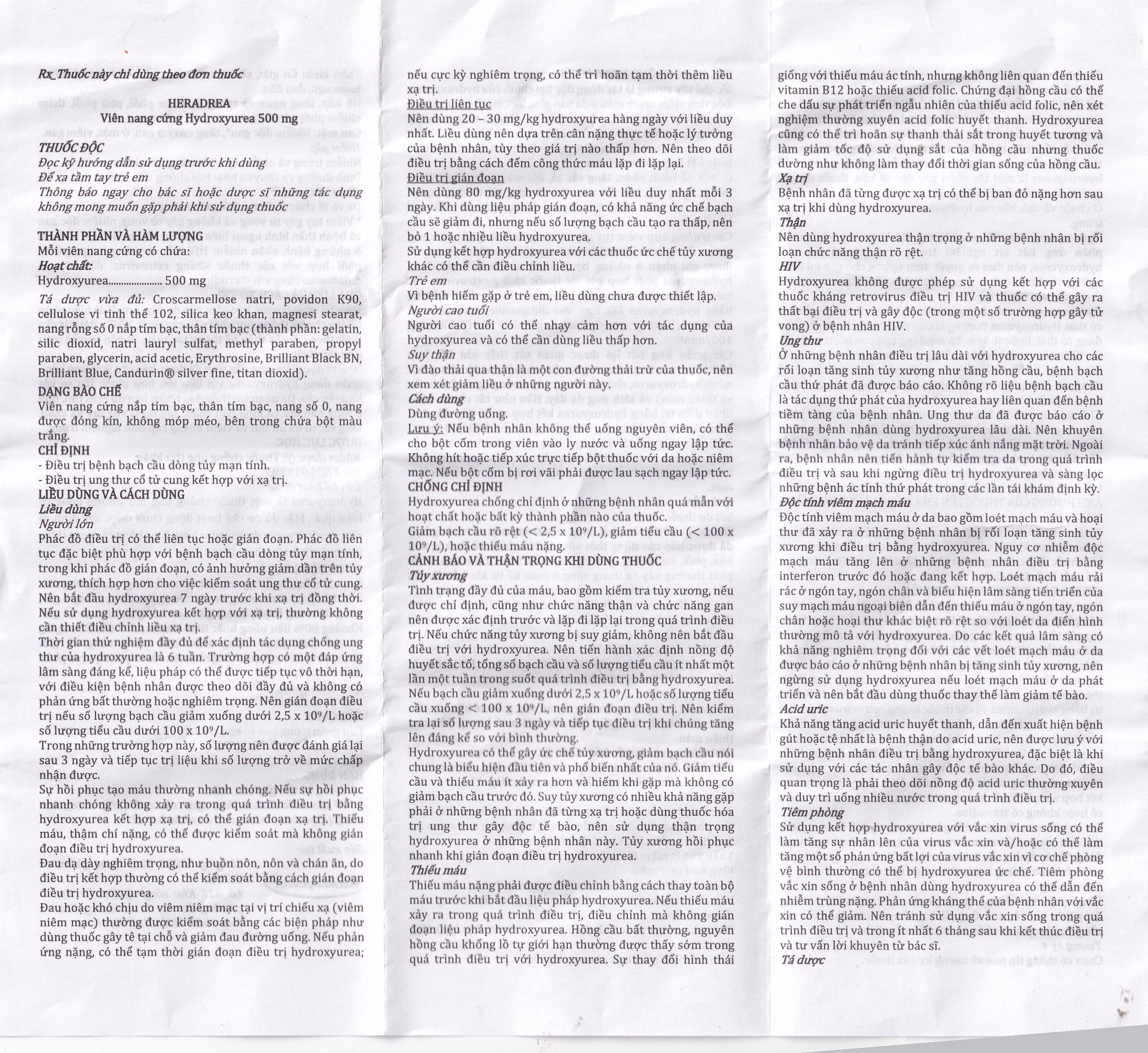 Hình ảnh Thuốc Heradrea 500 Herabiopharm điều trị bệnh bạch cầu dòng tủy mạn tính (10 vỉ x 10 viên)