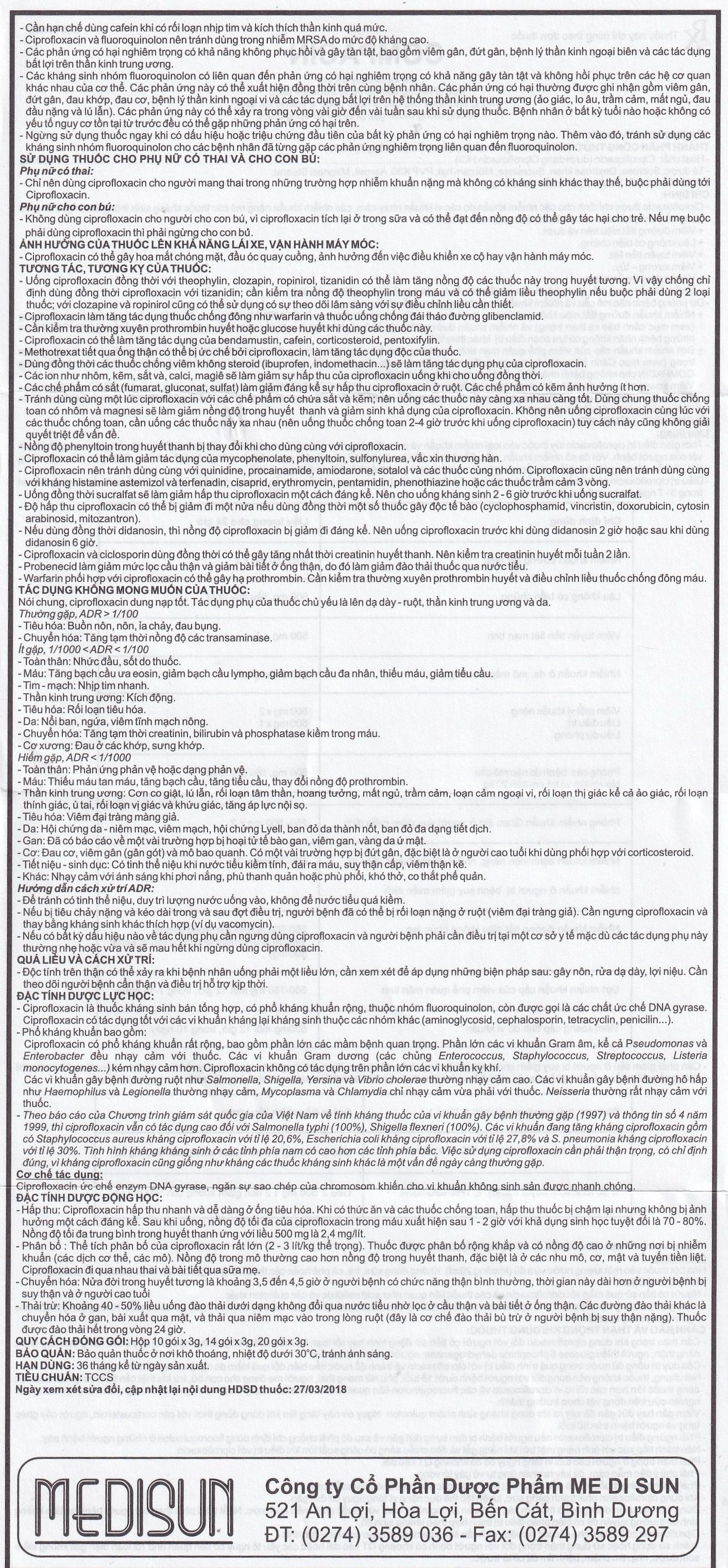 Hình ảnh Bột pha hỗn dịch uống Compacin 250mg Medisun dùng cho các nhiễm khuẩn do các vi khuẩn nhạy cảm (20 gói)