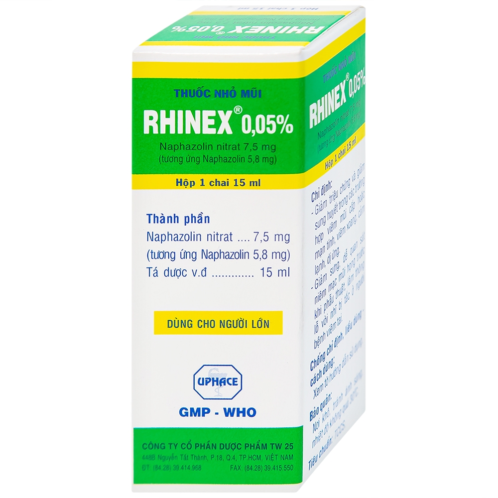 Hình ảnh Thuốc nhỏ mũi Rhinex 0.05% Uphace giảm sung huyết, viêm xoang, viêm mũi dị ứng (15ml)