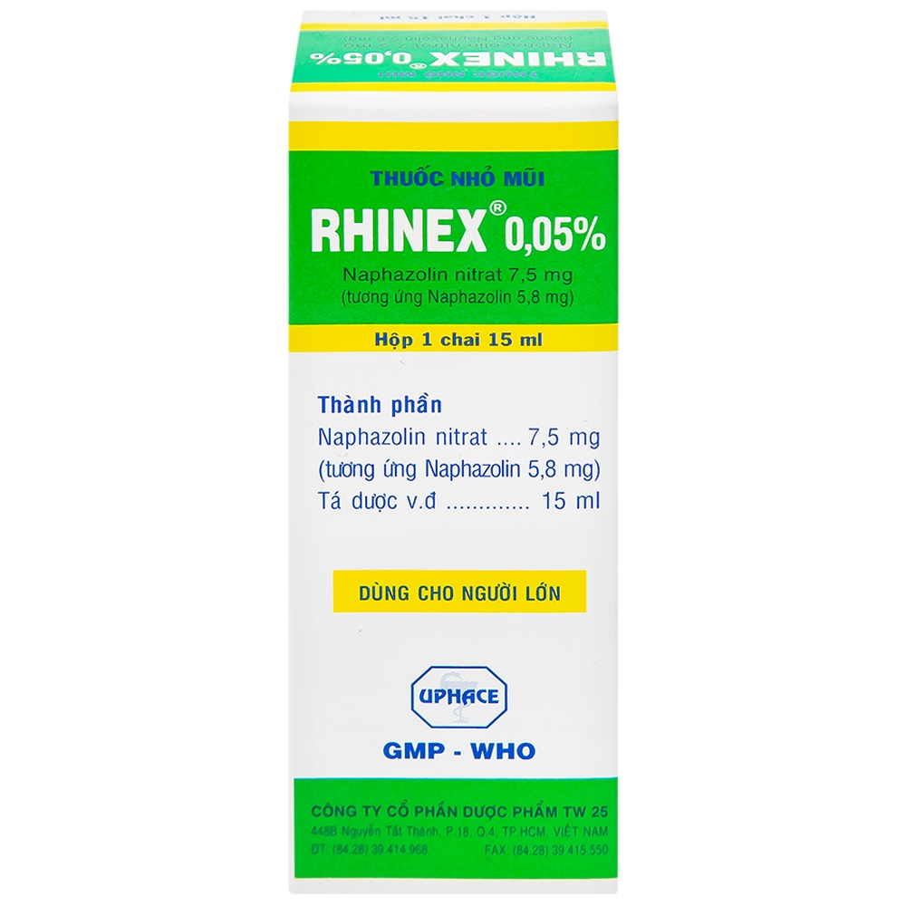 Hình ảnh Thuốc nhỏ mũi Rhinex 0.05% Uphace giảm sung huyết, viêm xoang, viêm mũi dị ứng (15ml)