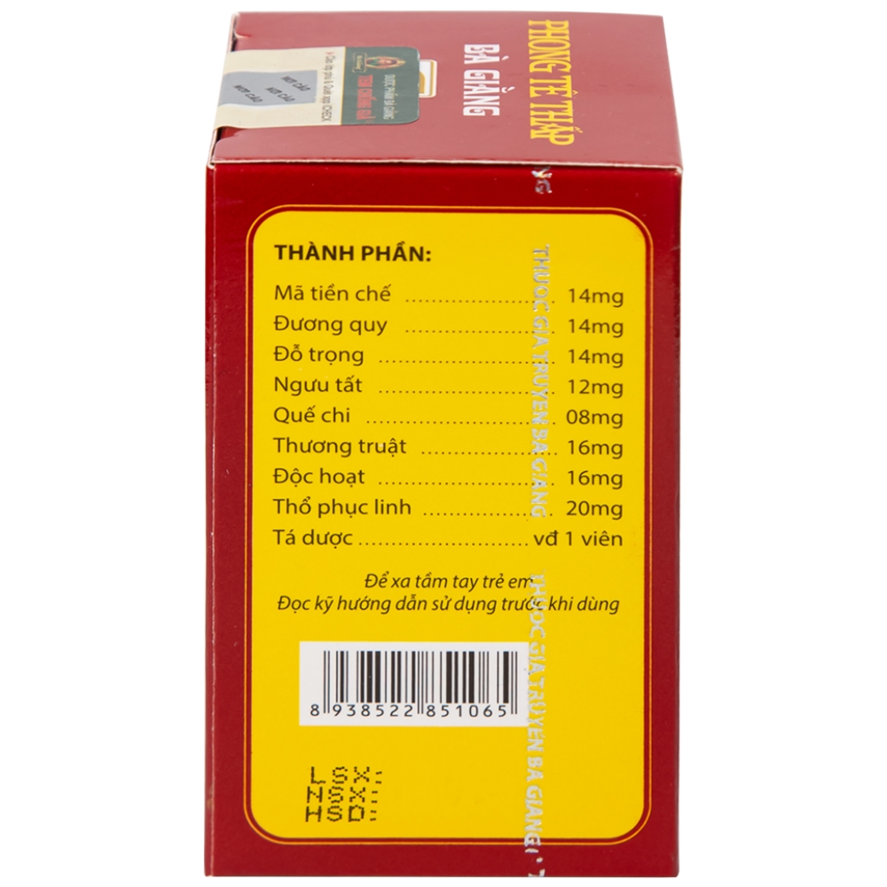 Hình ảnh Thuốc Phong Tê Thấp Bà Giằng điều trị đau vai gáy, đau thần kinh tọa (400 viên)