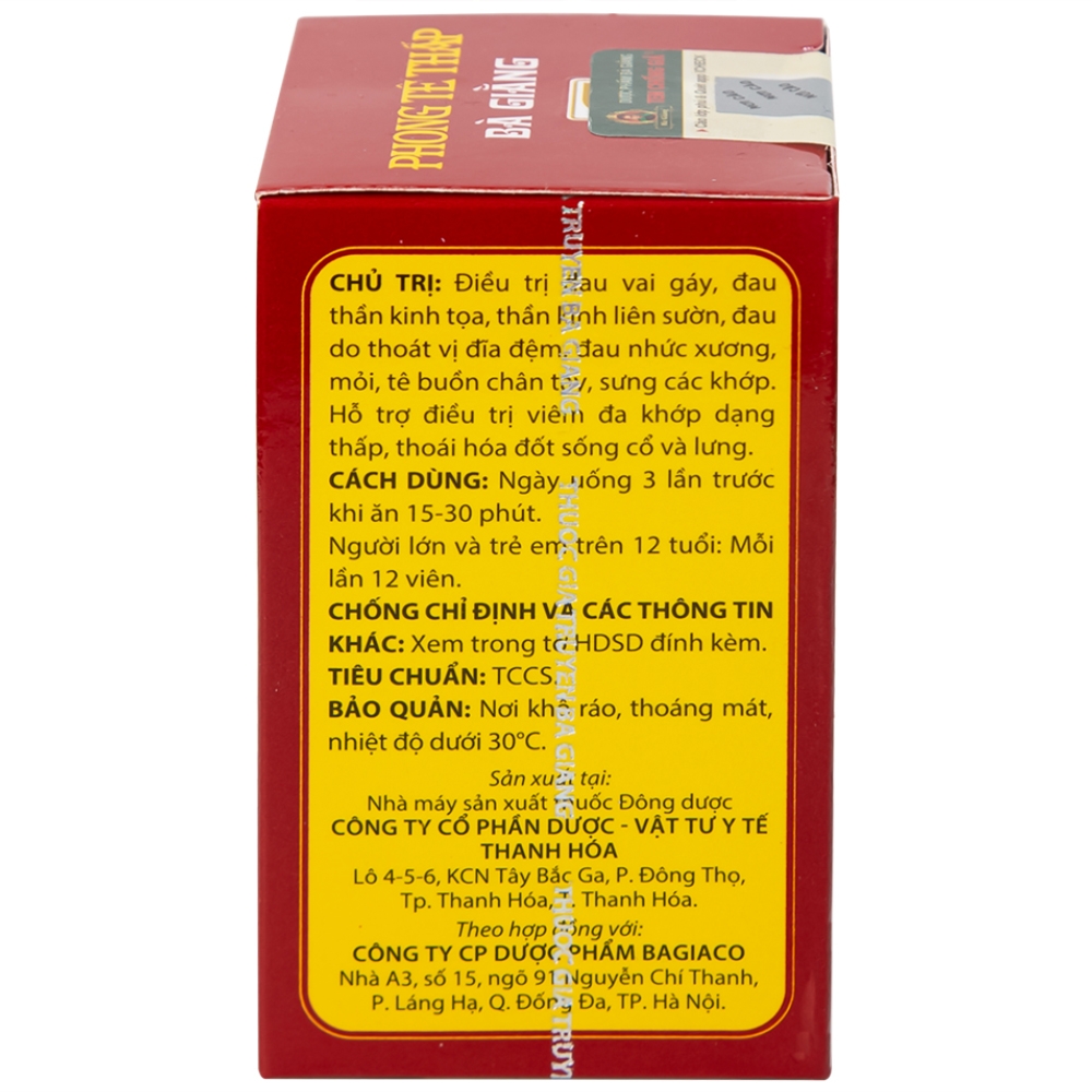 Hình ảnh Thuốc Phong Tê Thấp Bà Giằng điều trị đau vai gáy, đau thần kinh tọa (400 viên)