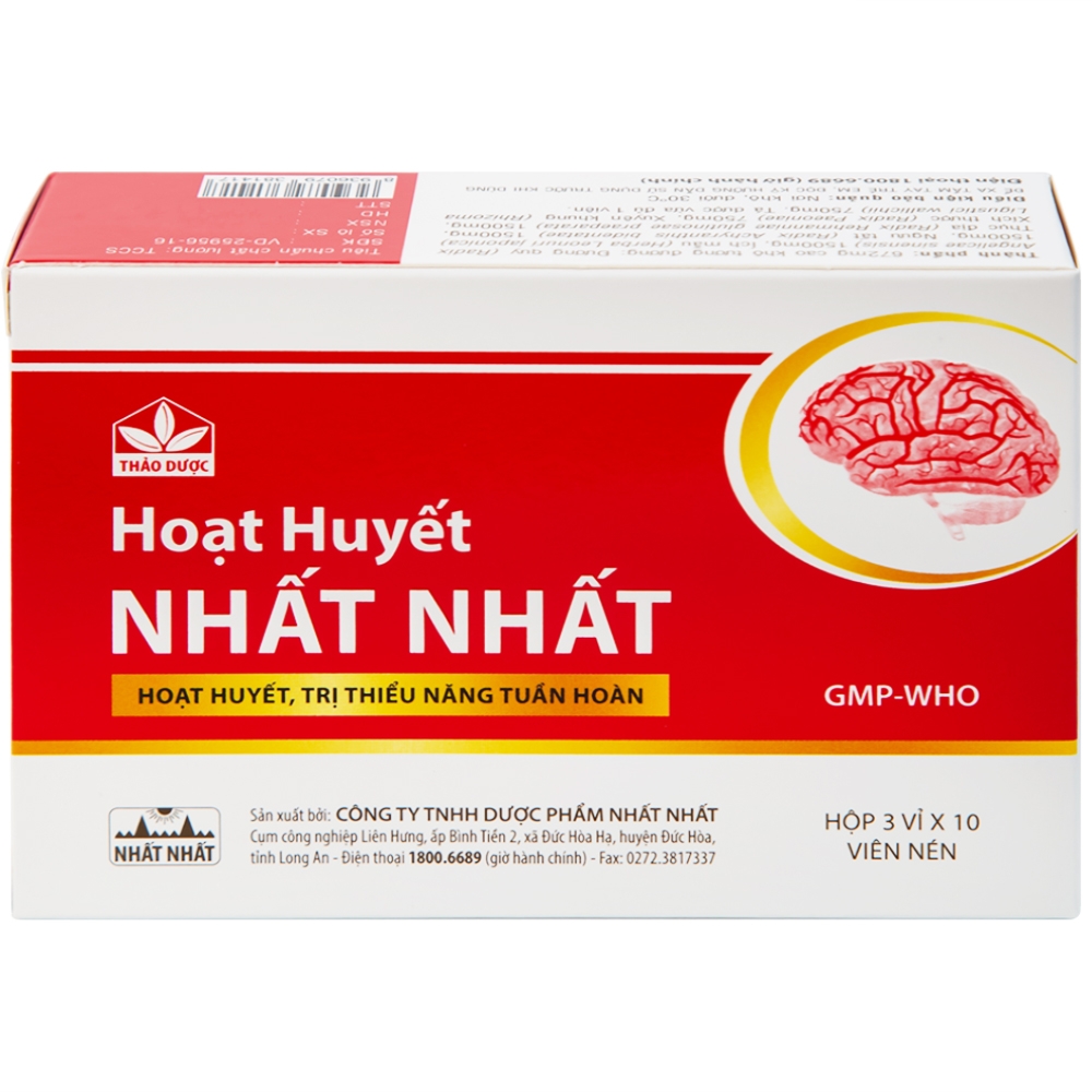 Hình ảnh Thuốc Hoạt Huyết Nhất Nhất giúp hoạt huyết, trị thiếu năng tuần hoàn (3 vỉ x 10 viên)