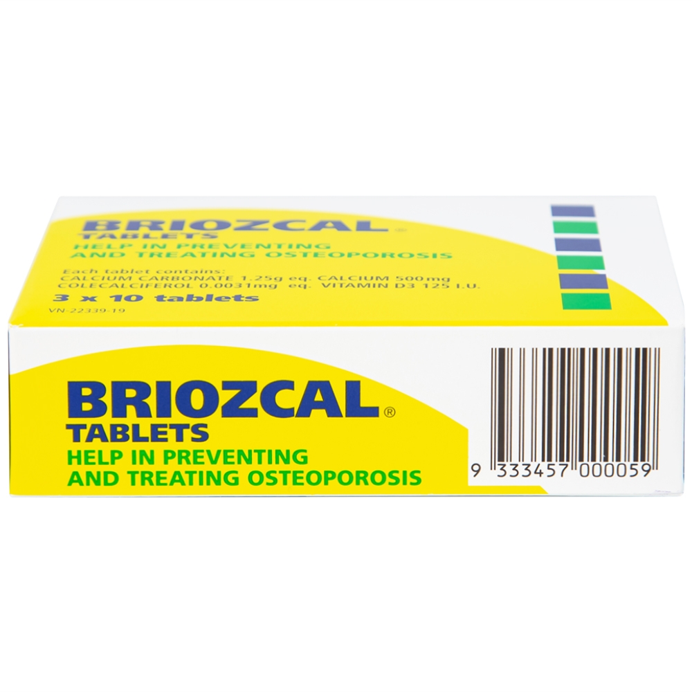 Hình ảnh Thuốc Briozcal Bridge Healthcare dự phòng và điều trị thiếu hụt calci, vitamin D3 (3 vỉ x 10 viên)