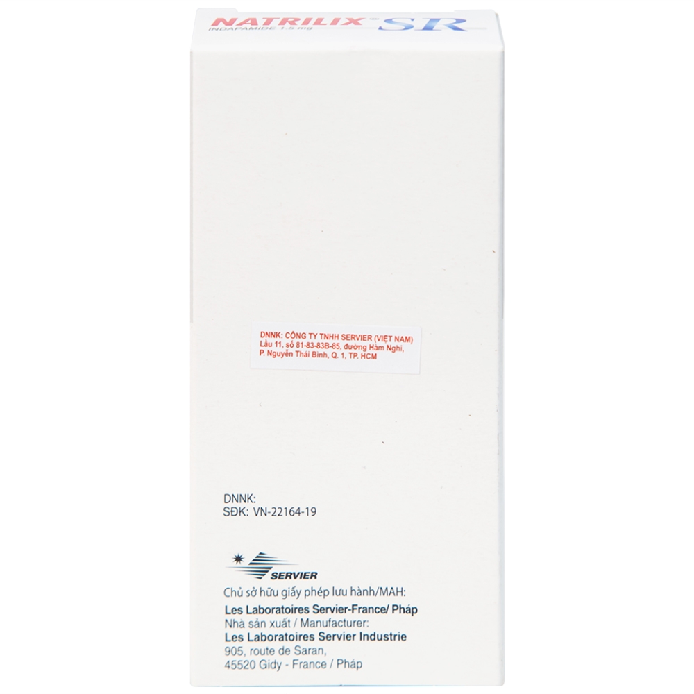 Hình ảnh Viên nén Natrilix SR Servier điều trị tăng huyết áp nguyên phát (3 vỉ x 10 viên)