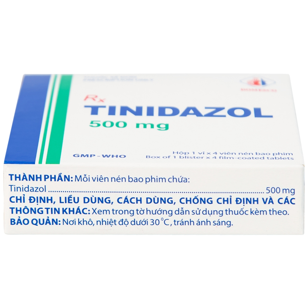 Hình ảnh Thuốc Tinidazol 500mg Domesco dự phòng nhiễm khuẩn sau phẫu thuật (1 vỉ x 4 viên)