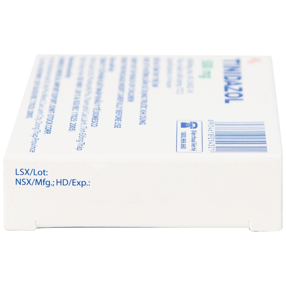 Hình ảnh Thuốc Tinidazol 500mg Domesco dự phòng nhiễm khuẩn sau phẫu thuật (1 vỉ x 4 viên)