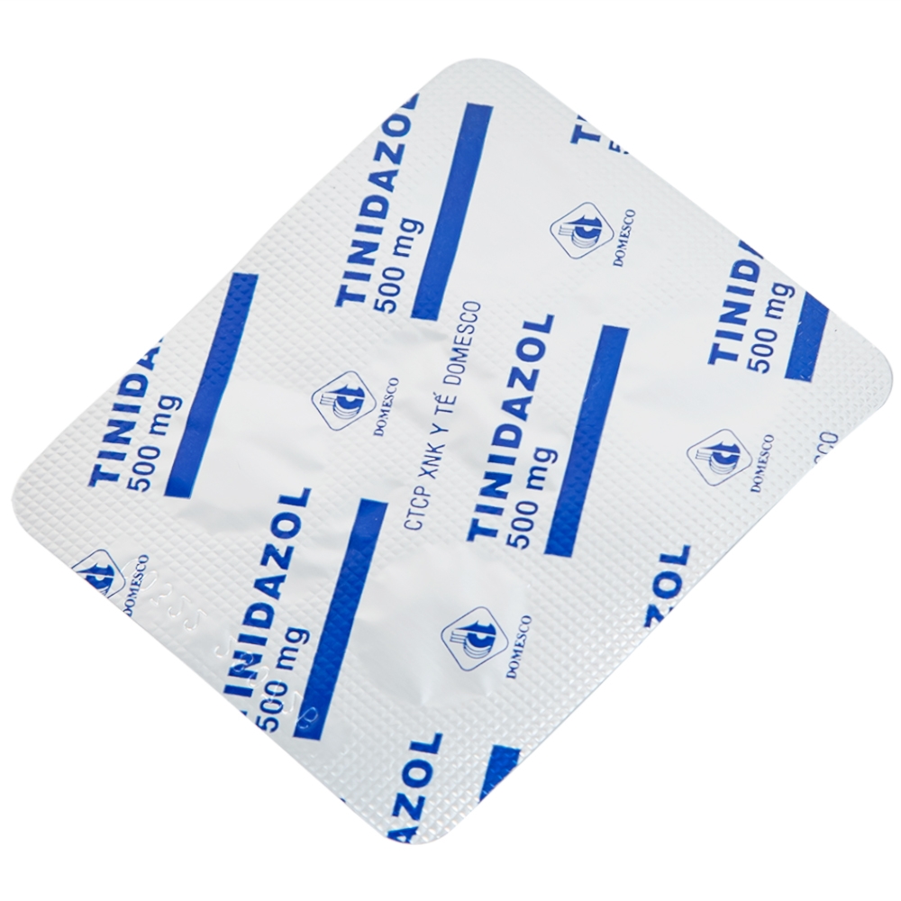 Hình ảnh Thuốc Tinidazol 500mg Domesco dự phòng nhiễm khuẩn sau phẫu thuật (1 vỉ x 4 viên)