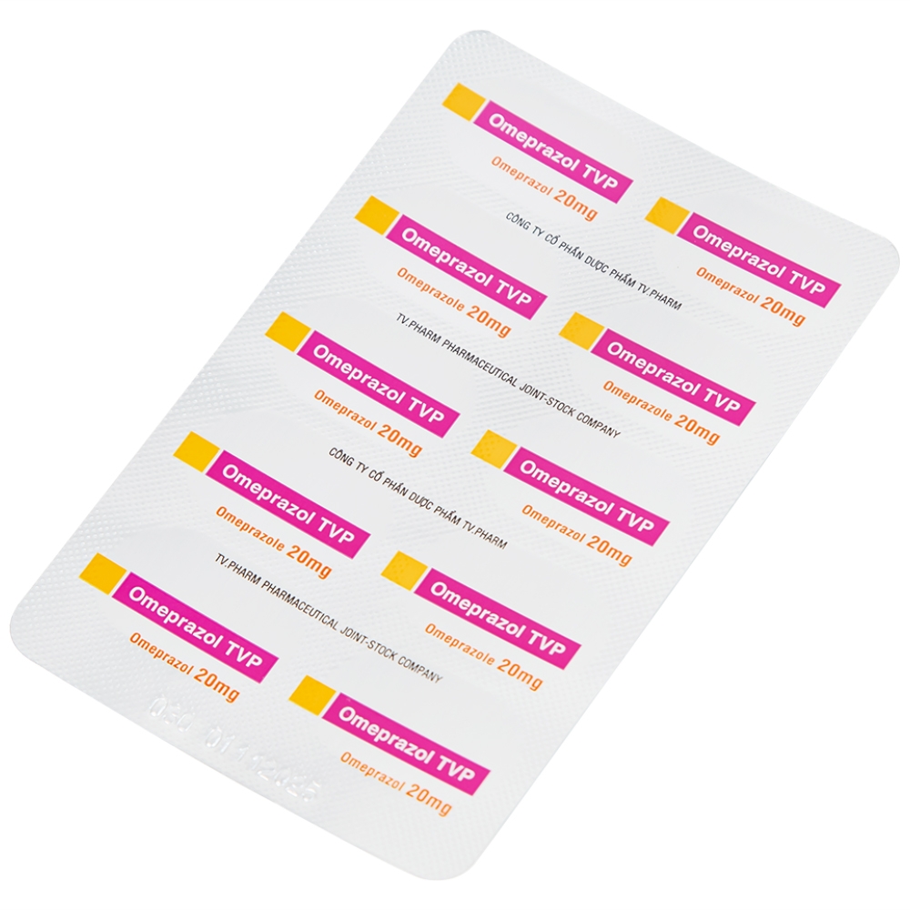 Hình ảnh Viên nang cứng Omeprazol TVP 20mg điều trị loét tá tràng, viêm loét dạ dày (3 vỉ x 10 viên)
