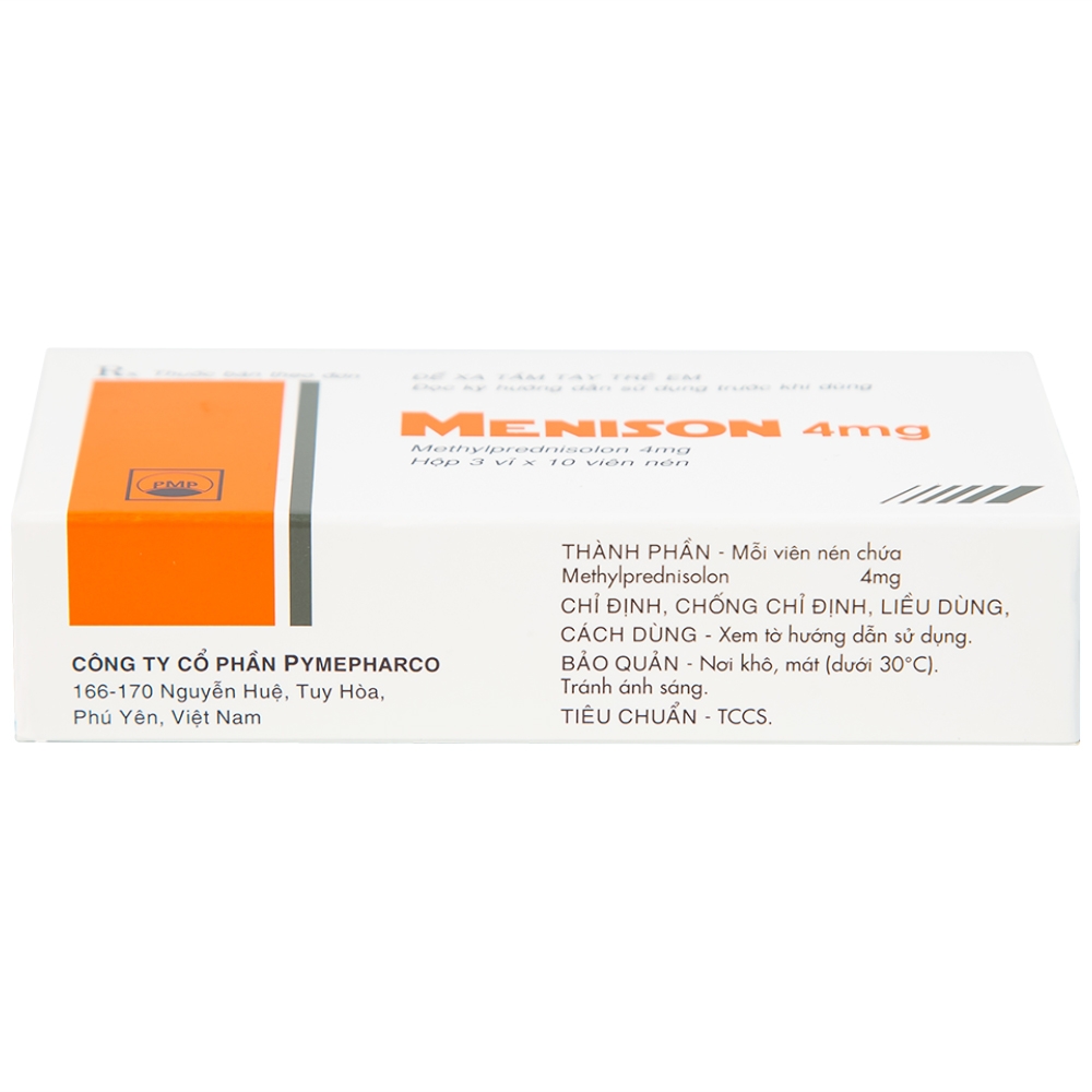 Hình ảnh Thuốc Menison 4mg Pymepharco điều trị rối loạn nội tiết, viêm khớp, bệnh collagen (3 vỉ x 10 viên)