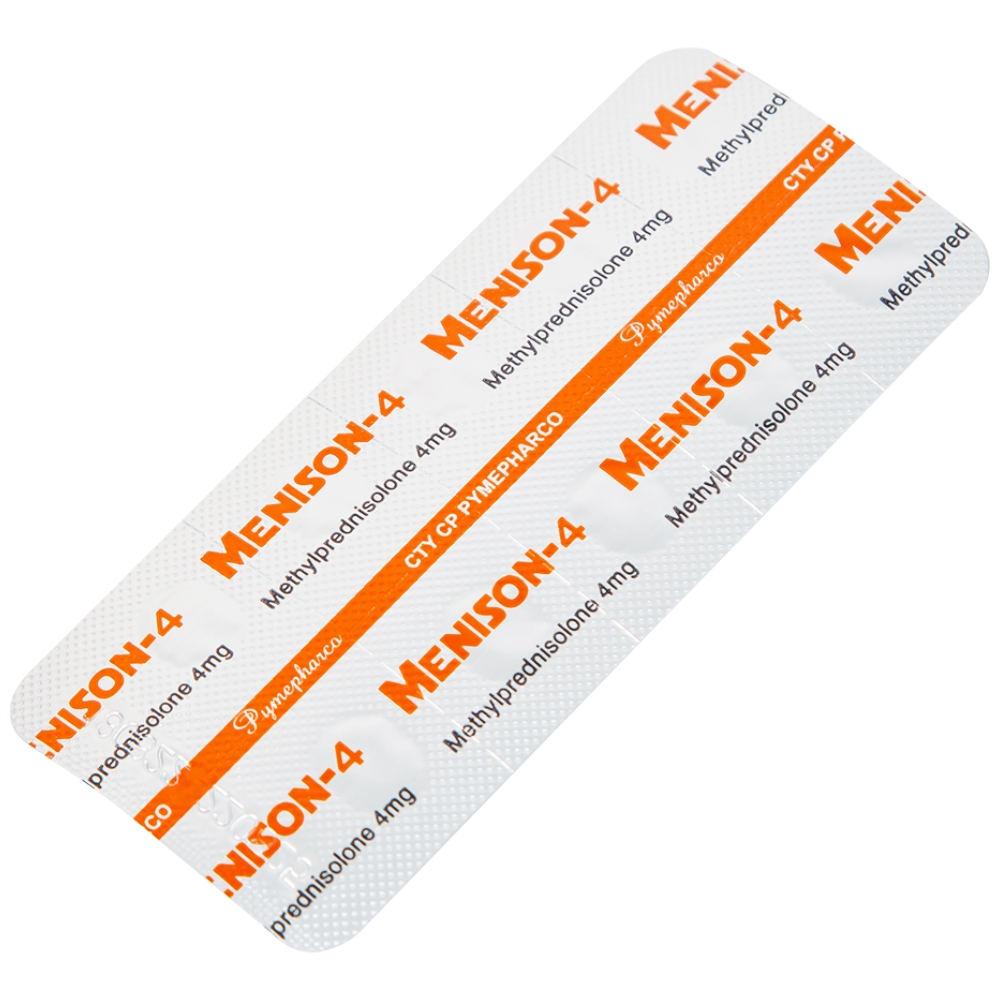 Hình ảnh Thuốc Menison 4mg Pymepharco điều trị rối loạn nội tiết, viêm khớp, bệnh collagen (3 vỉ x 10 viên)