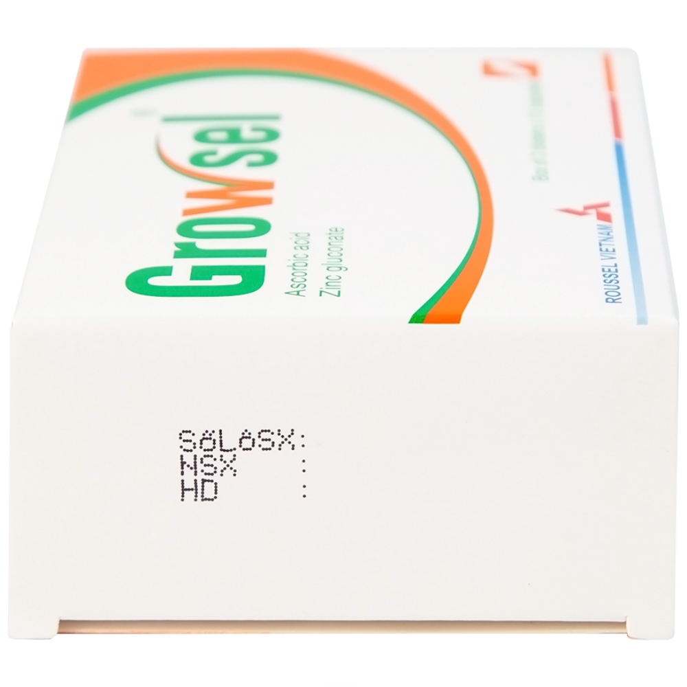 Hình ảnh Thuốc Growsel Roussel điều trị bệnh do thiếu vitamin C và kẽm (3 vỉ x 10 viên)
