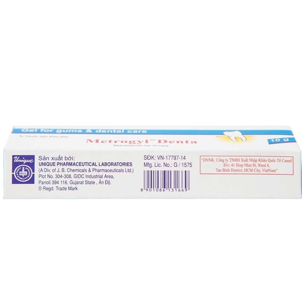 Hình ảnh Gel bôi nha khoa Metrogyl Denta Unique Pharma điều trị các bệnh nha chu mãn tính (10g)