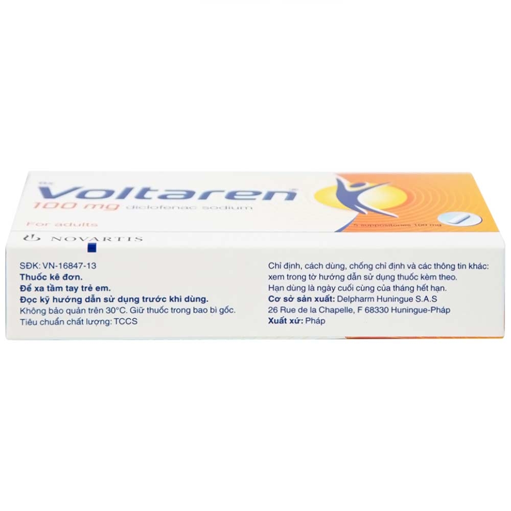 Hình ảnh Viên đặt Voltaren 100mg Novartis điều trị viêm và thoái hóa của bệnh thấp khớp (1 vỉ x 5 viên)