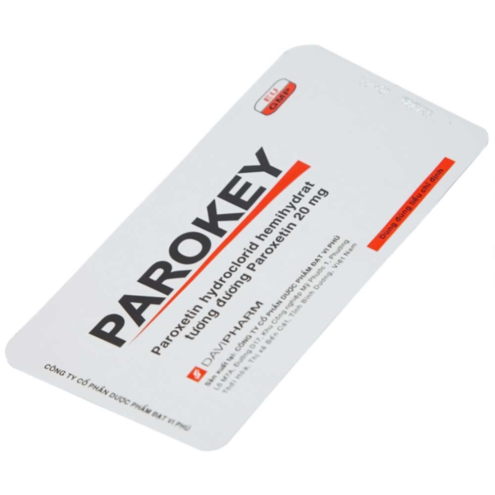 Hình ảnh Viên nén Parokey 20mg DaViPharm điều trị trầm cảm, rối loạn ám ảnh cưỡng bức (3 vỉ x 10 viên) 