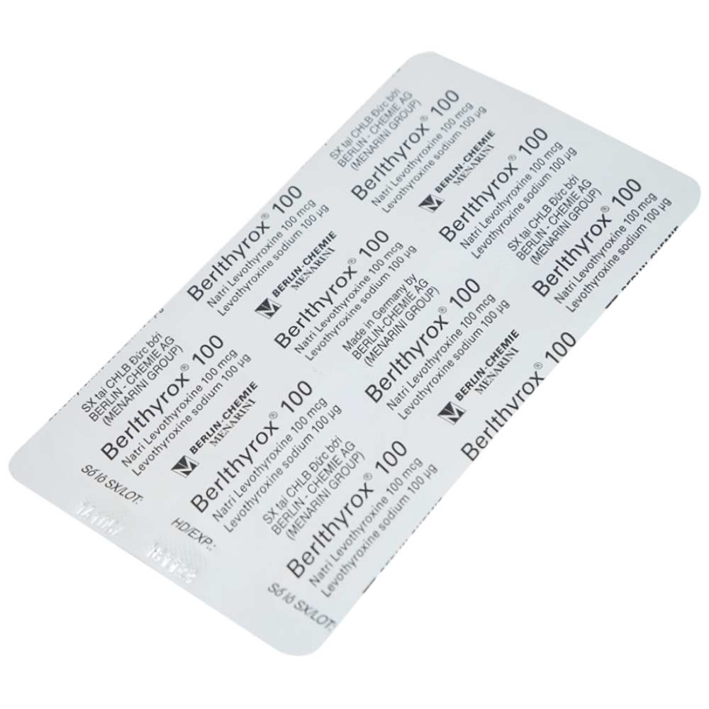 Hình ảnh Thuốc Berlthyrox 100 Menarini điều trị thiểu năng tuyến giáp (4 vỉ x 25 viên)