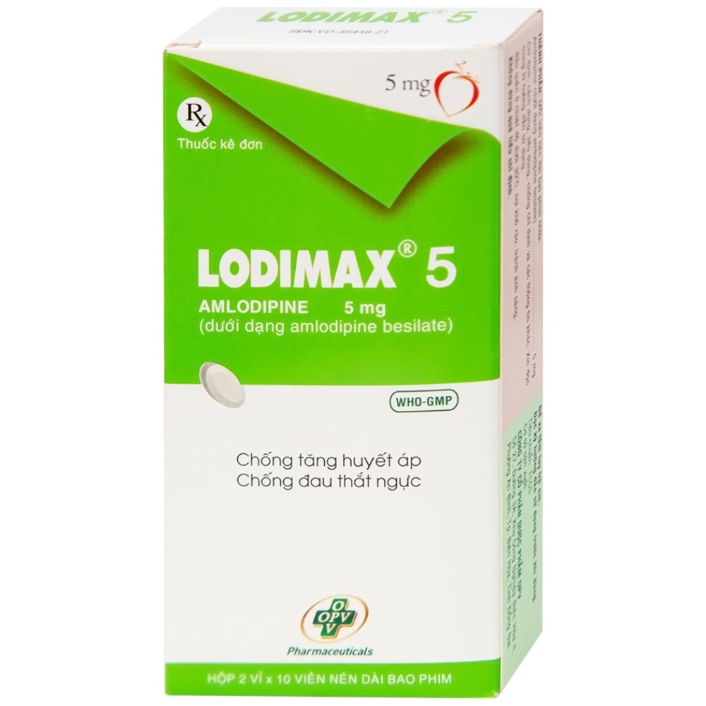 Hình ảnh Viên nén Lodimax 5 OPV Pharma chống tăng huyết áp, đau thắt ngực (2 vỉ x 10 viên) 