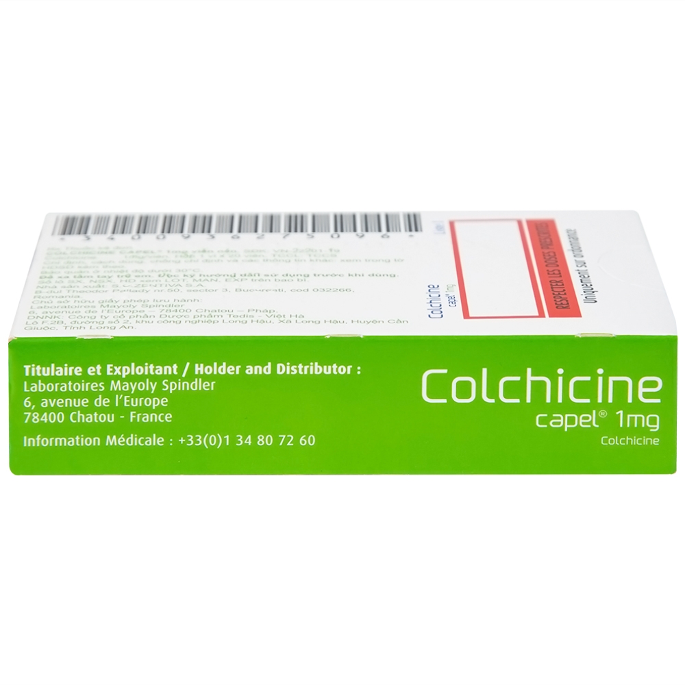Hình ảnh Thuốc Colchicine Capel 1mg Mayoly Spindler phòng ngừa và điều trị cơn gút cấp (20 viên)