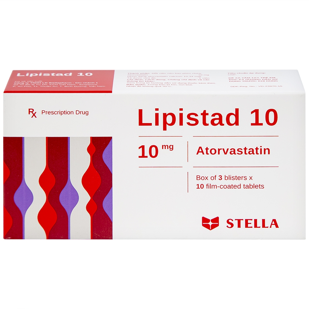 Hình ảnh Viên nén Lipistad 10 Stella điều trị tăng cholesterol máu (3 vỉ x 10 viên)
