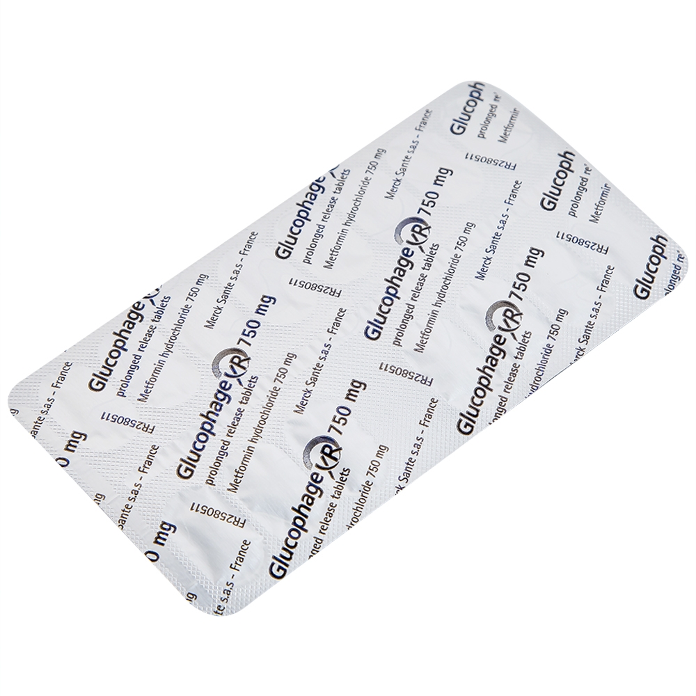 Hình ảnh Thuốc Glucophage XR 750mg Merck điều trị tiểu đường típ 2 (2 vỉ x 15 viên)