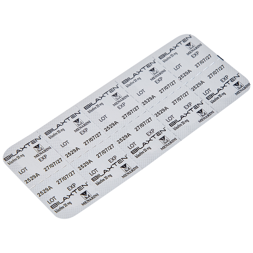 Hình ảnh Thuốc Bilaxten 20mg Menarini điều trị viêm mũi dị ứng, mày đay (1 vỉ x 10 viên)