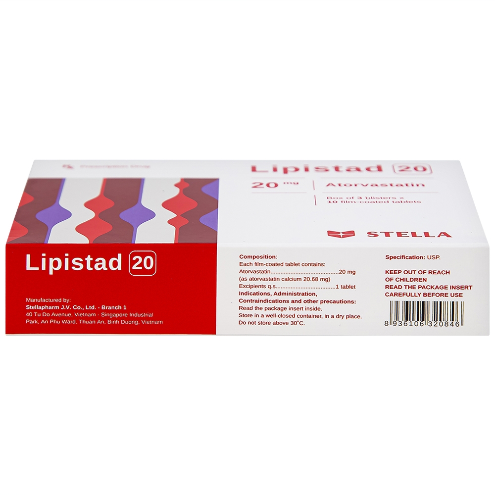 Hình ảnh Viên nén Lipistad 20 Stella điều trị tăng cholesterol máu (3 vỉ x 10 viên)