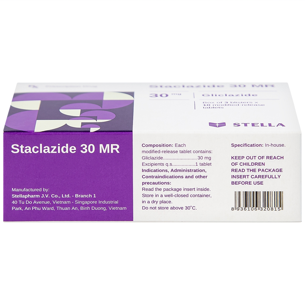Hình ảnh Thuốc Staclazide 30 MR Stella điều trị đái tháo đường típ 2 (3 vỉ x 10 viên)