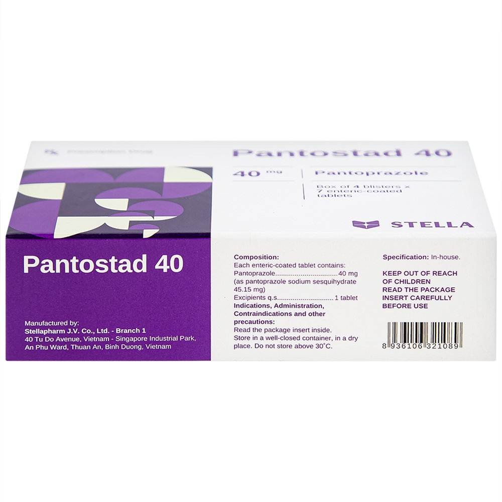 Hình ảnh Viên nén Pantostad 40 Stella điều trị trào ngược dạ dày thực quản (4 vỉ x 7 viên)