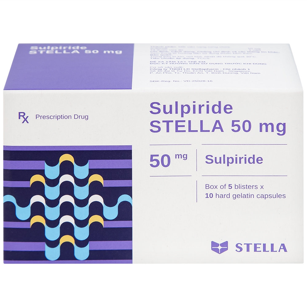 Hình ảnh Thuốc Sulpiride Stella 50mg điều trị chứng lo âu (5 vỉ x 10 viên)