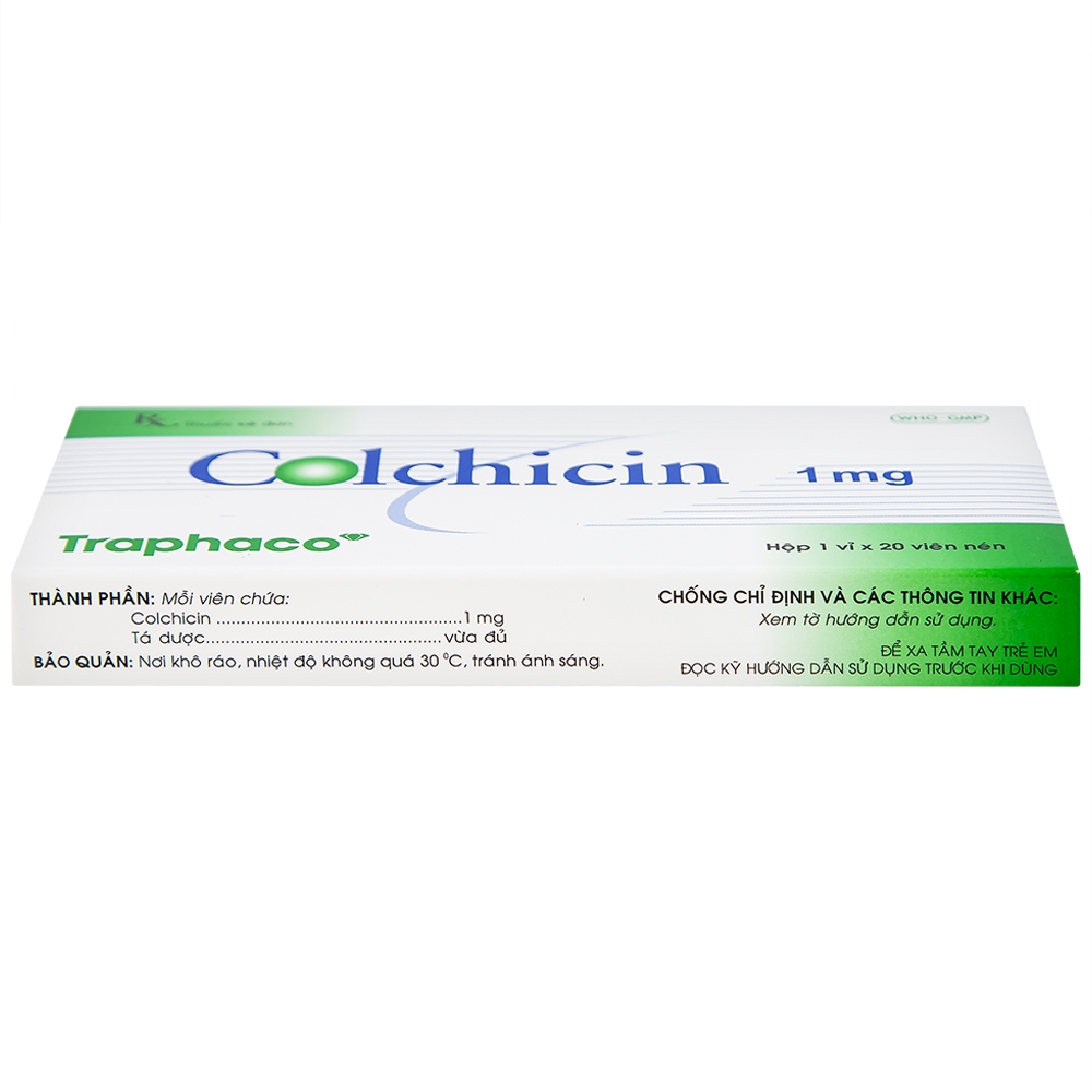 Hình ảnh Thuốc Colchicin 1mg Traphaco phòng tái phát viêm khớp do gút và điều trị dài ngày bệnh gút (1 vỉ x 20 viên)