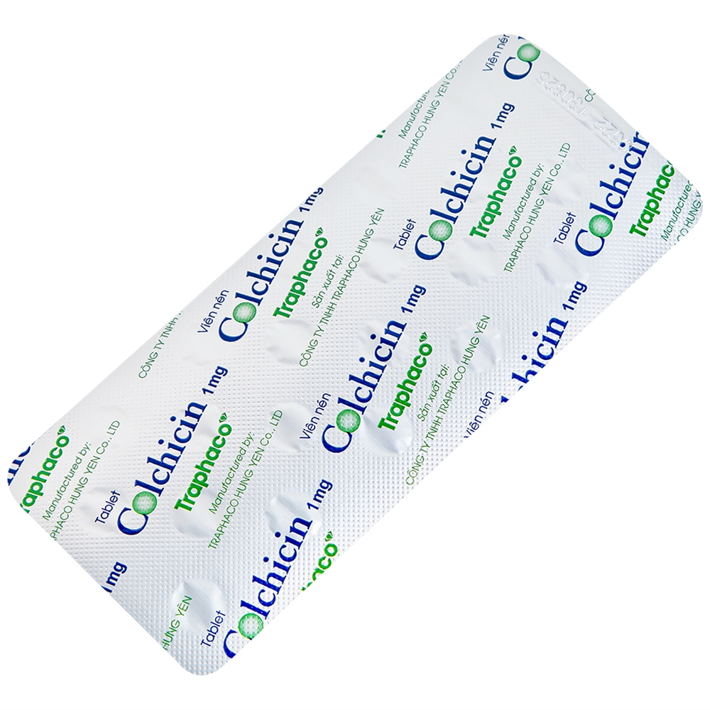 Hình ảnh Thuốc Colchicin 1mg Traphaco phòng tái phát viêm khớp do gút và điều trị dài ngày bệnh gút (1 vỉ x 20 viên)