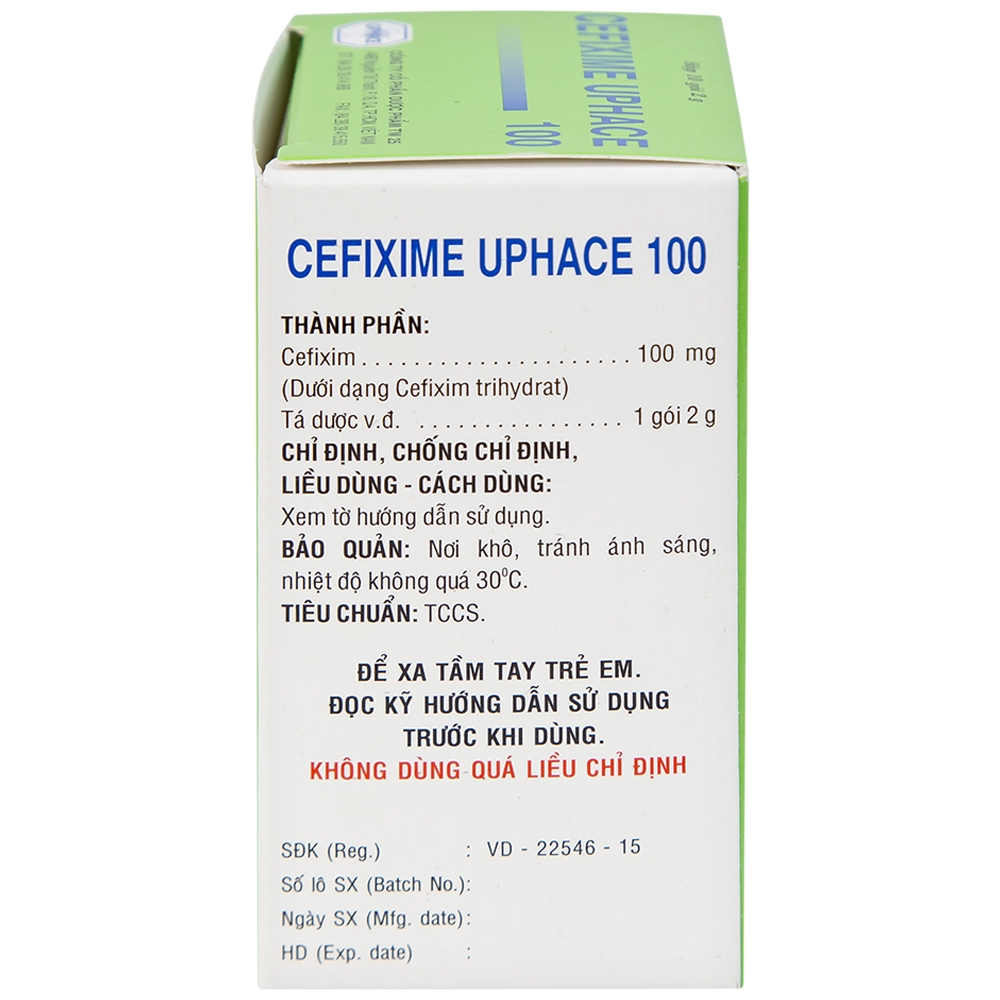 Hình ảnh Bột pha hỗn dịch uống Cefixime Uphace 100mg điều trị nhiễm khuẩn (10 gói x 2g)